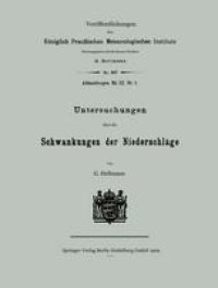 cover of the book Untersuchungen über die Schwankungen der Niederschläge