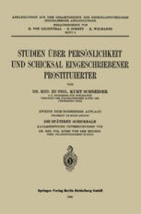 cover of the book Studien über Persönlichkeit und Schicksal Eingeschriebener Prostituierter