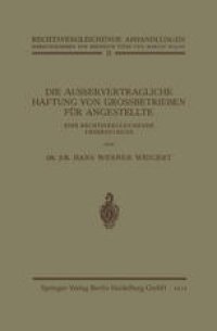 cover of the book Die Ausservertragliche Haftung von Grossbetrieben für Angestellte: Eine Rechtsvergleichende Untersuchung