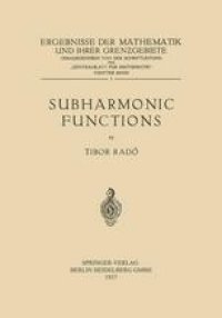 cover of the book Subharmonic Functions