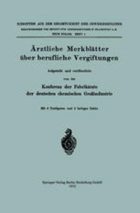 cover of the book Ärztliche Merkblätter über berufliche Vergiftungen