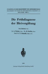 cover of the book Die Frühdiagnose der Bleivergiftung