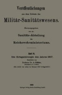 cover of the book Die Kriegschirurgie des Jahres 1917