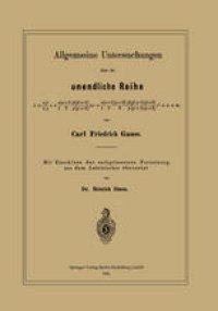 cover of the book Allgemeine Untersuchungen über die unendliche Reihe