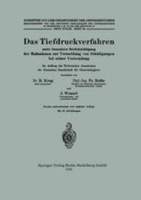 cover of the book Das Tiefdruckverfahren unter besonderer Berücksichtigung der Maßnahmen zur Vermeidung von Schädigungen bei seiner Verwendung