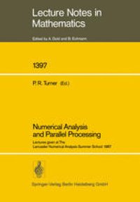 cover of the book Numerical Analysis and Parallel Processing: Lectures given at The Lancaster Numerical Analysis Summer School 1987