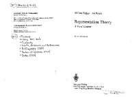 cover of the book Representation Theory A First Course