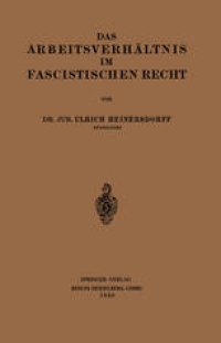 cover of the book Das Arbeitsverhältnis im Fascistischen Recht