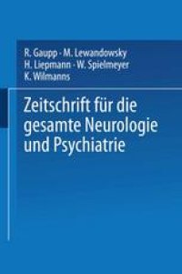 cover of the book Zeitschrift für die gesamte Neurologie und Psychiatrie: Originalien