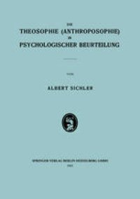 cover of the book Die Theosophie (Anthroposophie) in Psychologischer Beurteilung