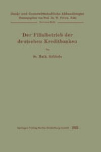 cover of the book Der Filialbetrieb der deutschen Kreditbanken