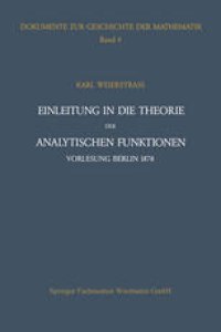 cover of the book Einleitung in die Theorie der analytischen Funktionen