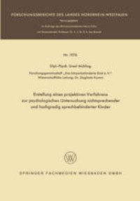 cover of the book Erstellung eines projektiven Verfahrens zur psychologischen Untersuchung nichtsprechender und hochgradig sprechbehinderter Kinder