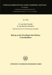 cover of the book Beitrag zu den Grundlagen des Walzens in Streckkalibern