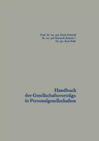 cover of the book Handbuch der Gesellschaftsverträge in Personalgesellschaften