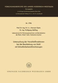 cover of the book Untersuchung der Verschleißreaktionen bei der Bearbeitung von Stahl mit Schnellarbeitsstahlwerkzeugen