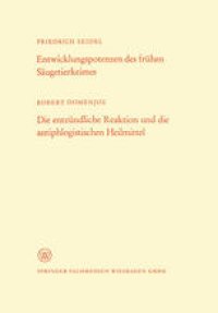 cover of the book Entwicklungspotenzen des frühen Säugetierkeimes. Die entzündliche Reaktion und die antiphlogistischen Heilmittel