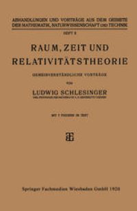 cover of the book Raum, Zeit und Relativitätstheorie: Gemeinverständliche Vorträge