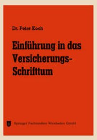 cover of the book Einführung in das Versicherungs-Schrifttum