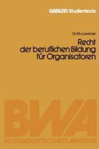 cover of the book Recht der beruflichen Bildung für Organisatoren