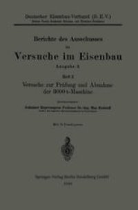 cover of the book Versuche zur Prüfung und Abnahme der 3000 t-Maschine