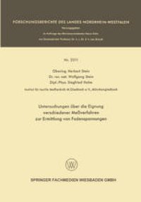 cover of the book Untersuchungen über die Eignung verschiedener Meßverfahren zur Ermittlung von Fadenspannungen