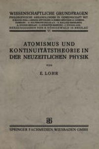 cover of the book Atomismus und Kontinuitätstheorie in der Neuzeitlichen Physik