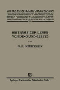 cover of the book Beiträge zur Lehre von Ding und Gesetz