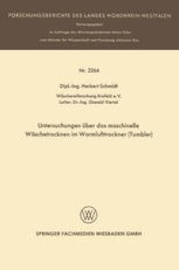 cover of the book Untersuchungen über das maschinelle Wäschetrocknen im Warmlufttrockner (Tumbler)