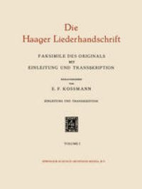 cover of the book Die Haager Liederhandschrift: Faksimile des Originals mit Einleitung und Transskription