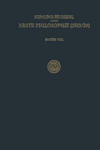 cover of the book Erste Philosophie (1923/24): Erster Teil: Kritische Ideengeschichte