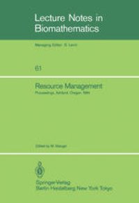 cover of the book Resource Management: Proceedings of the Second Ralf Yorque Workshop held in Ashland, Oregon, July 23–25, 1984