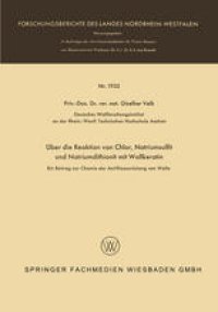 cover of the book Über die Reaktion von Chlor, Natriumsulfit und Natriumdithionit mit Wollkeratin: Ein Beitrag zur Chemie der Antifilzausrüstung von Wolle