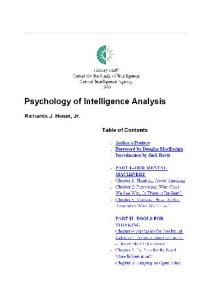 cover of the book Psychology of Intelligence Analysis