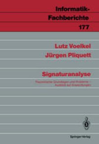 cover of the book Signaturanalyse: Theoretische Grundlagen und Probleme; Ausblick auf Anwendungen