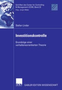 cover of the book Investitionskontrolle: Grundzüge einer verhaltensorientierten Theorie