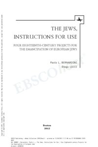 cover of the book The Jews, Instructions for Use: Four Eighteenth-Century Projects for the Emancipation of European Jews