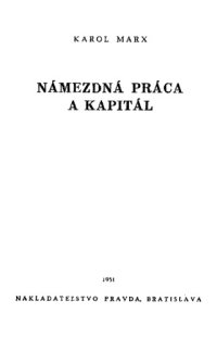 cover of the book Námezdná práca a kapitál