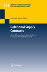 cover of the book Relational Supply Contracts: Optimal Concessions in Return Policies for Continuous Quality Improvements