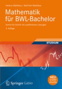 cover of the book Mathematik für BWL-Bachelor: Schritt für Schritt mit ausführlichen Lösungen