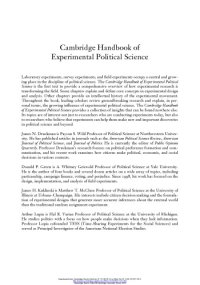 cover of the book Cambridge Handbook of Experimental Political Science