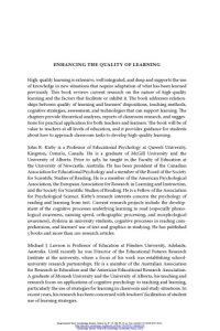 cover of the book Enhancing the quality of learning: dispositions, instruction, and learning processes