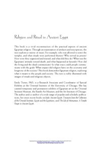 cover of the book Religion and Ritual in Ancient Egypt