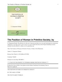 cover of the book The Position of Woman in Primitive Society