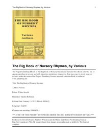 cover of the book The Big Book of Nursery Rhymes (1920)