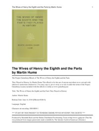 cover of the book The Wives of Henry the Eighth and the Parts They Played in History