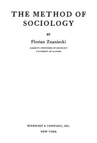 cover of the book The Method of Sociology