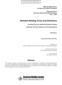 cover of the book Standard welding terms and definitions : including terms for adhesive bonding, brazing, soldering, thermal cutting, and thermal spraying