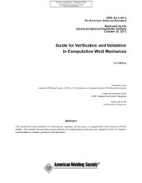 cover of the book Guide for verification and validation in computation weld mechanics