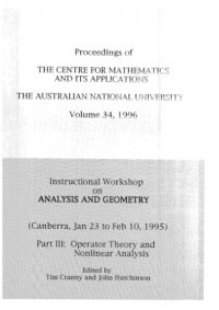 cover of the book Instructional Workshop on Analysis and Geometry, Canberra, Jan 23 to Feb 10, 1995, Part 3 Operator theory and nonlinear analysis